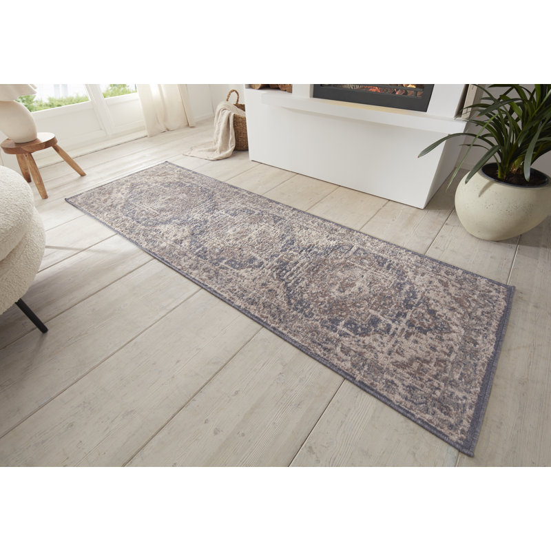 Terrain Ivory/Grey/Blue Rug, Runner 80cm x 200cm