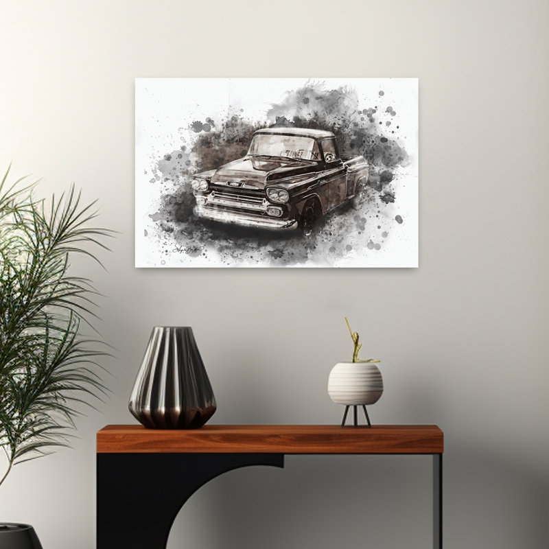 «Old Chevy», art contemporain abstrait, H 16 po x l 24 po