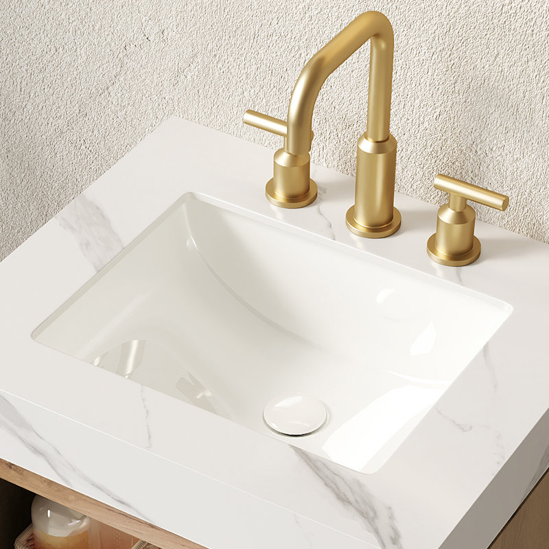 Meuble-lavabo suspendu de luxe de 61 cm avec lavabo en céramique, style moderne familial. Meuble-lavabo suspendu préassemblé, de style milieu du siècle, en pierre frittée.