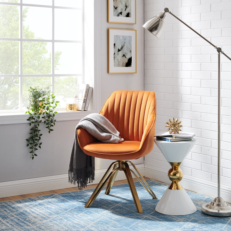 Velvet Swivel Accent Chair, Orange