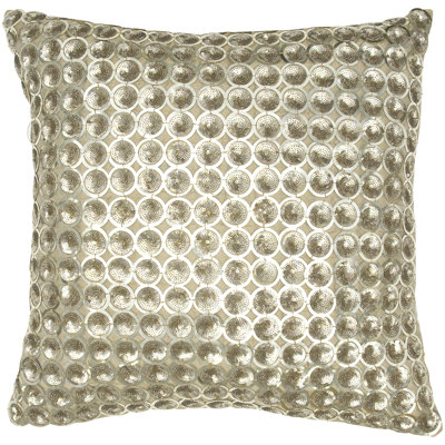 Gold Embellished Feather Down Fill Pillow Cover with Insert