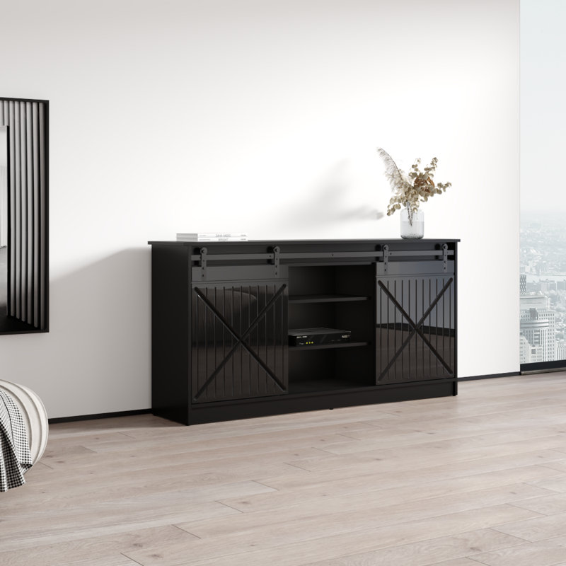 Naviel 63" Sideboard with High Gloss Finish, Black