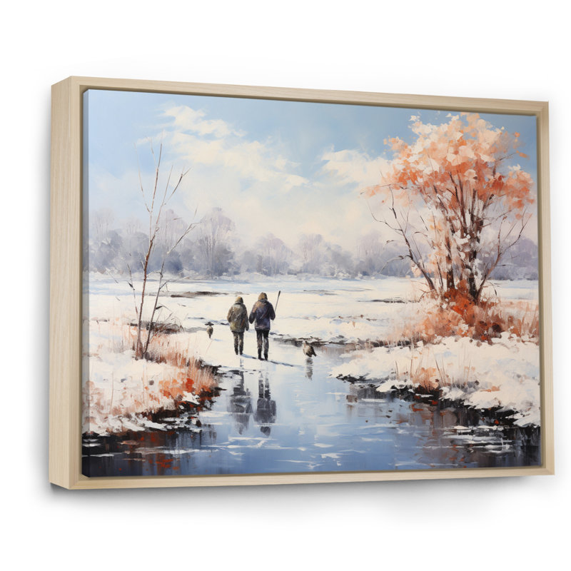 Winter Landscape Frozen Pond II, reproduction d'art sur toile, Cadre naturel flottant, 30" H x 40" W