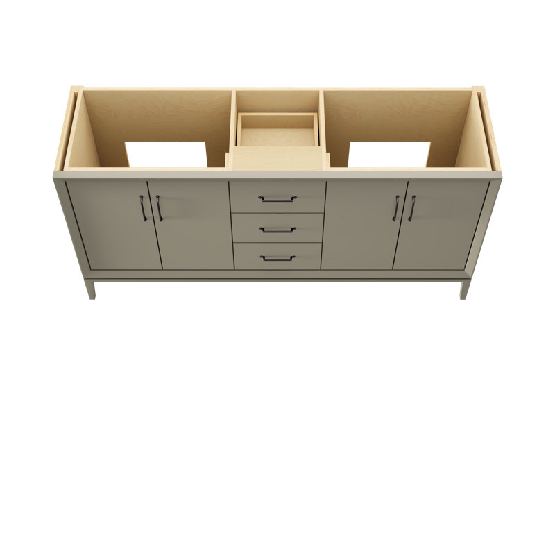 Alexandra Double Bath Vanity, French Olive, 72", Matte Black
