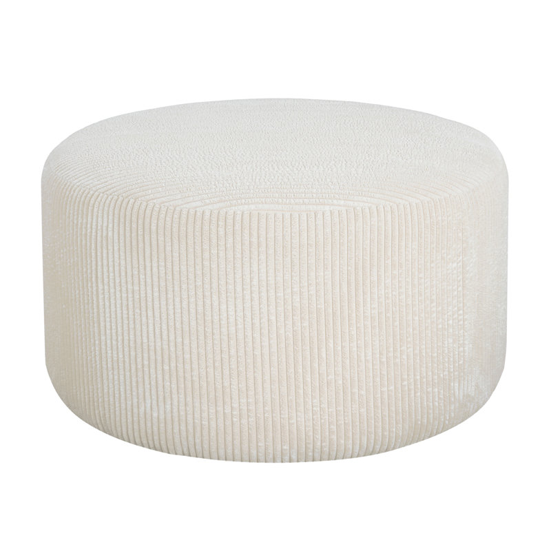 Upholstered Round Ottoman, Beige