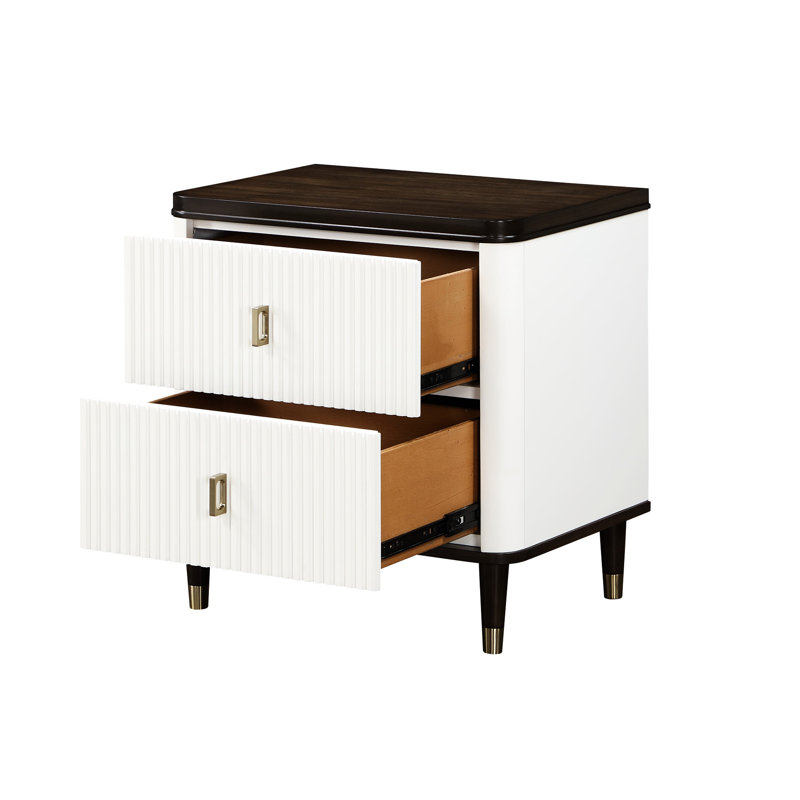 Table de chevet intégrée - blanc et noyer, ajout de chambre confortable et table de chevet brune avec rangement pratique