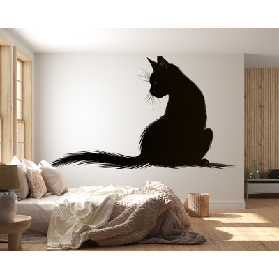 Art mural silhouette de chat noir, décoration murale chat minimal, art de chat sorcier, décor de maison gothique moderne, art mural amoureux des chats 246Mv