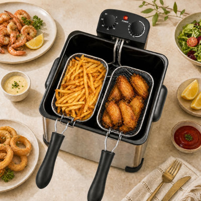 Costway 1700 Watt 5 3 Basket Indoor Turkey Fryer with Timer