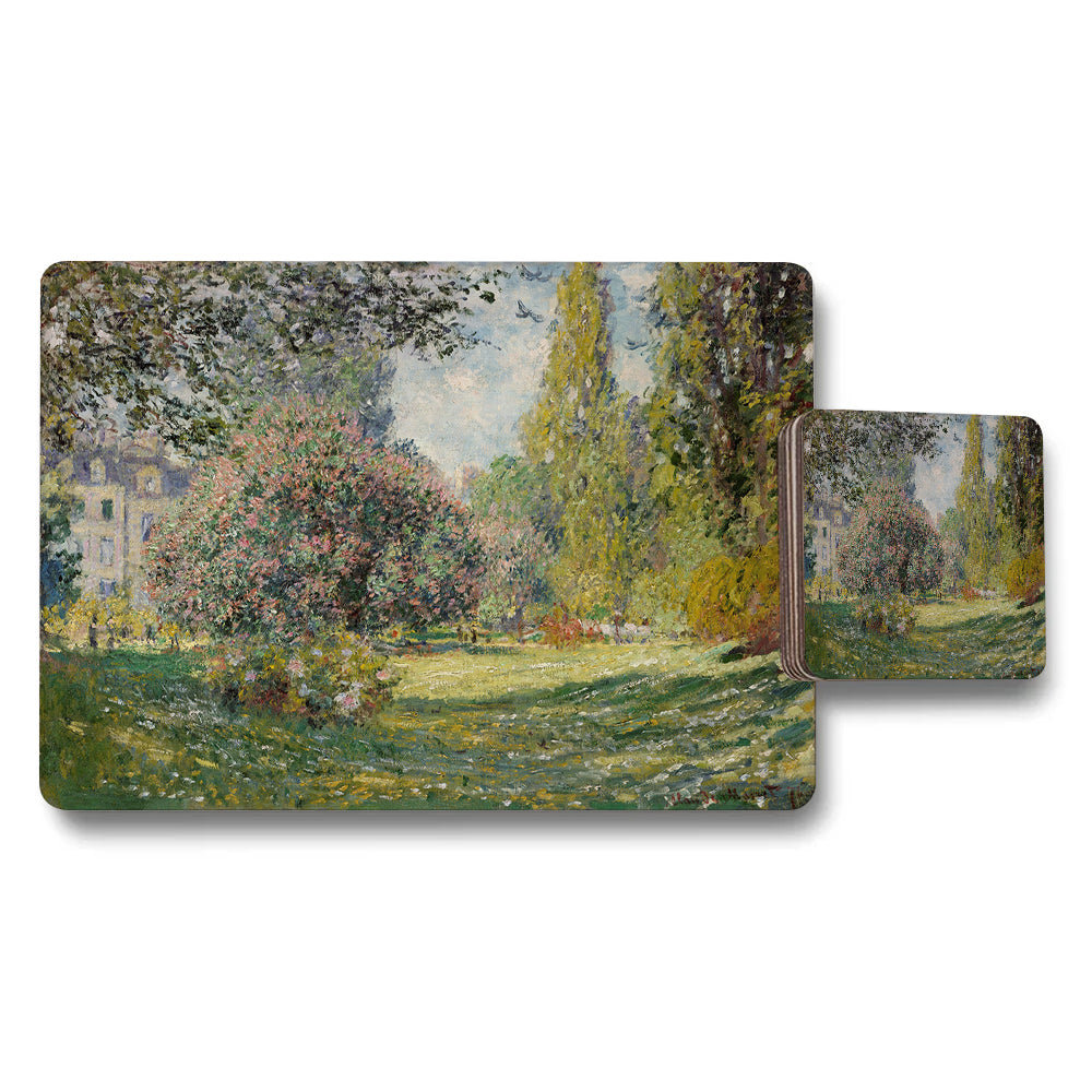 Impressionist Garden Landscape Placemat And Coaster Set