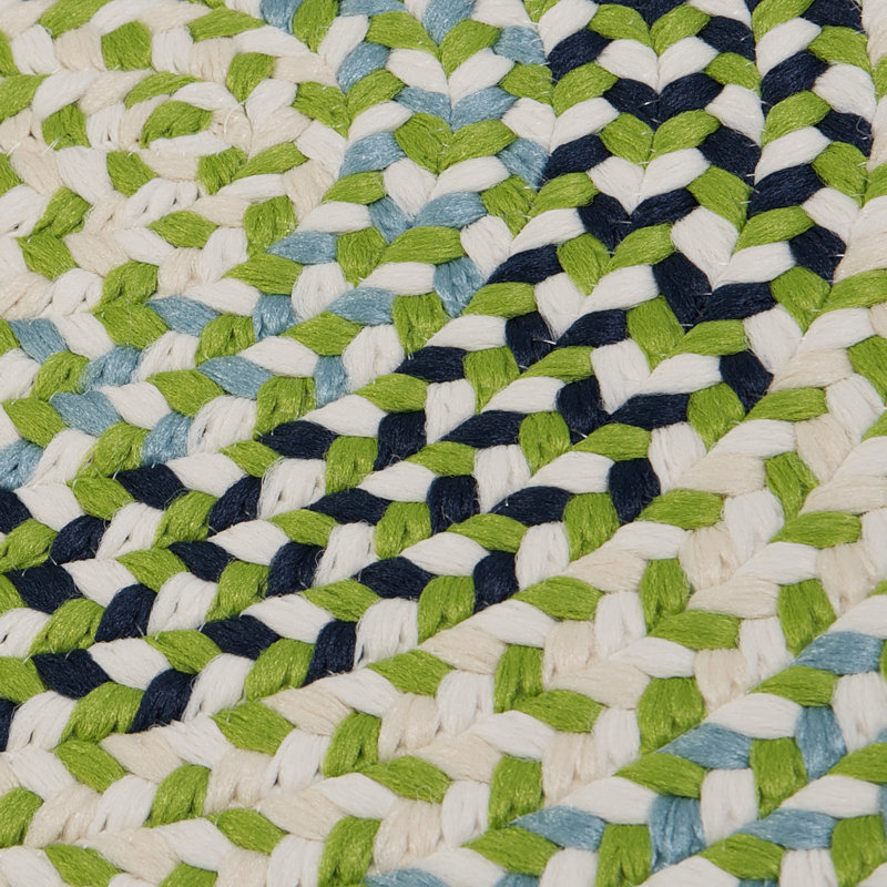 Tapis tressé vert/brun clair Carousel, Tapis de couloir ovale 2 pi x 6 pi