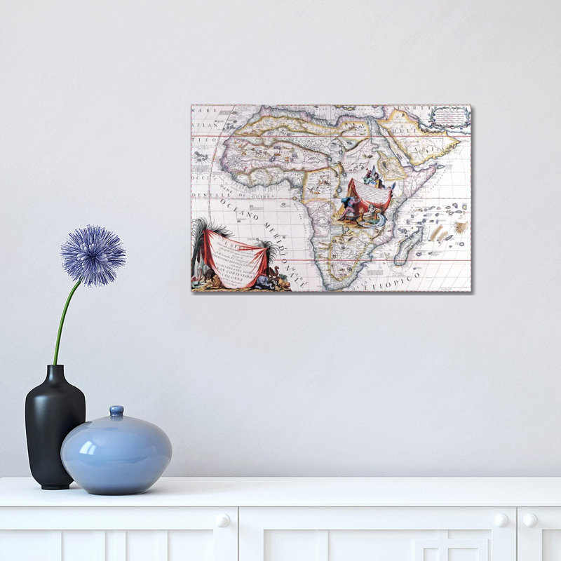 Antique Map Of Africa by Unknown Artist - Wrapped Canvas Print