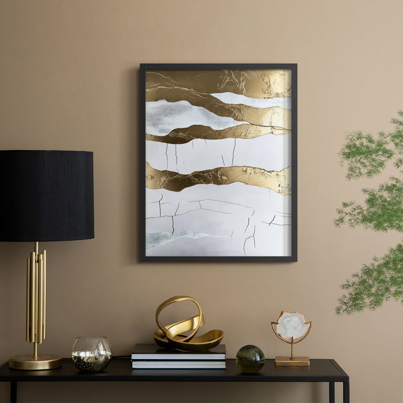 Reproduction encadrée abstraite du XIXe siècle - prête à être accrochée, H 10 po x P 8 po, Noir