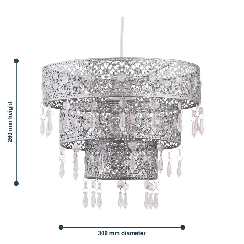 26cm H Metal Novelty Pendant Shade ( Uno ), Silver