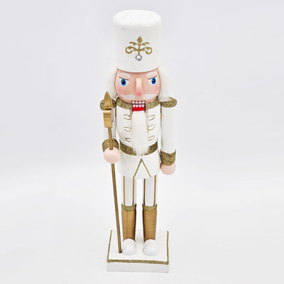 14.1 Inch Table Standing Nutcracker – Hand-painted Pine Wood Christmas Figurine, Holiday Tabletop Or Mantle Decor, Classic Soldier Design