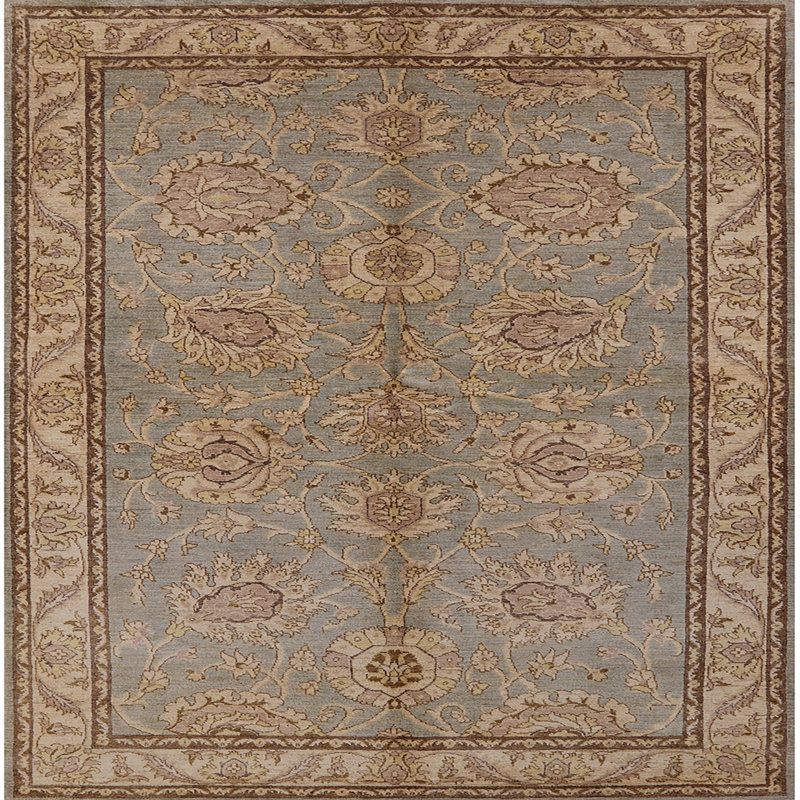 Tapis oriental brun clair / bleu clair Rik, Carré 8 pi