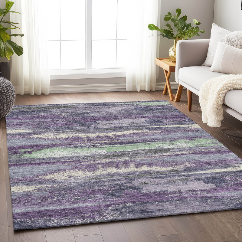 Premium Machine Washable Prisco Purple Rug, Rectangle 5' x 7'6"