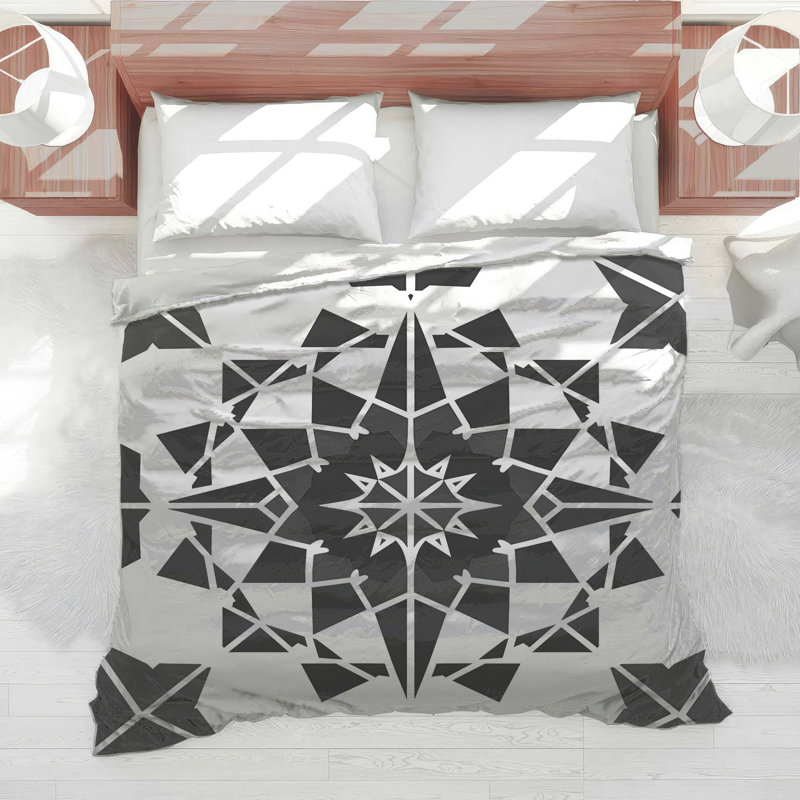 Black White Kaleidoscope Comforter, Twin Extra Long