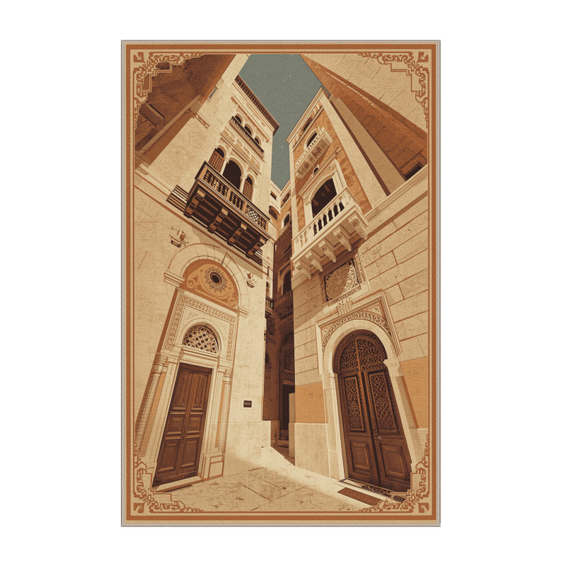 Machine Washable Paitlyn Zanzibar Stone Town Vintage Vintage Look Rug in Beige – Beige Binding, 2x3
