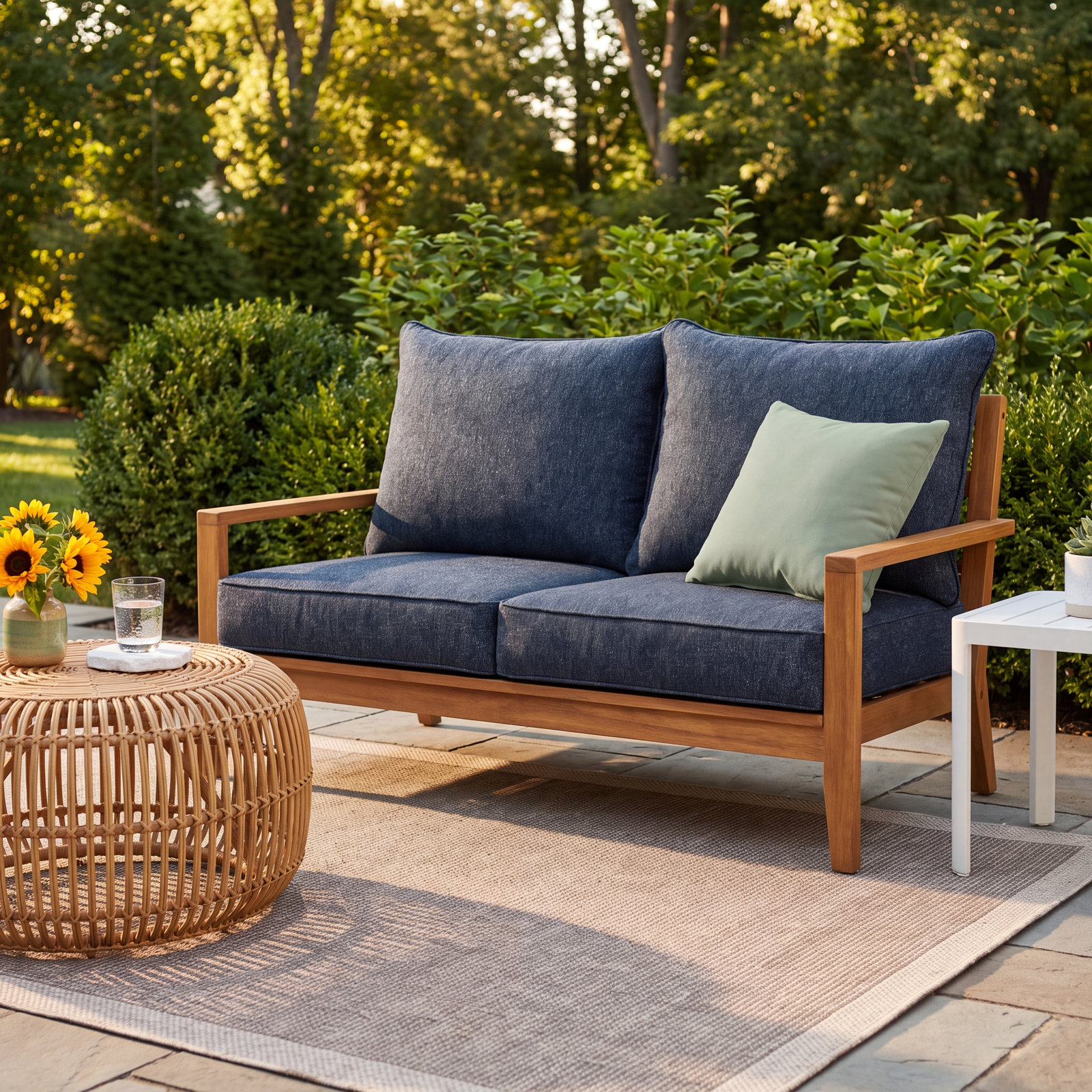 24" Sunbrella® Seat and Back Cushion, Improve Indigo Sunbrella®