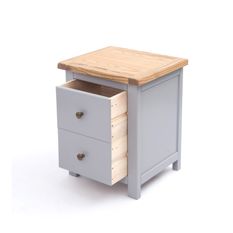 Conley 45cm W Solid + Manufactured Wood Bedside Table, Grey/Brown