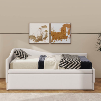 L-Shaped Twin-Sized Daybed With Pop-Up Trundle Bed Design by Red Barrel Studio