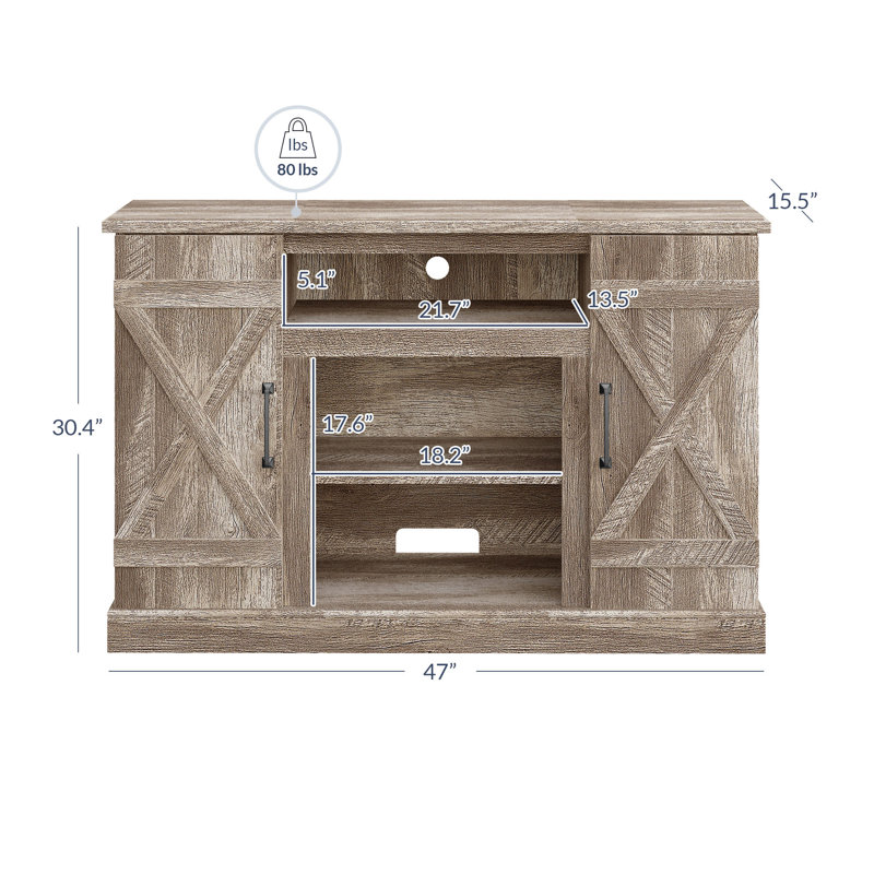 Pennsville 47" W TV Stand Media Console, Ashland Pine