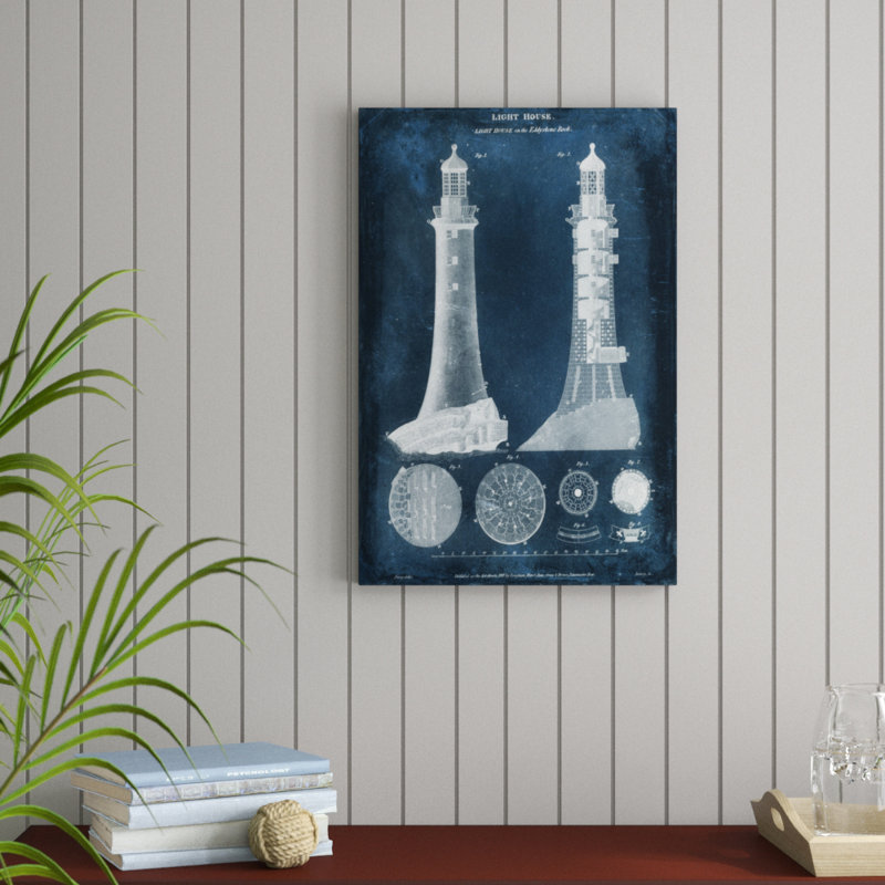 'Lighthouse Blueprint' - Graphic Art Print, Wrapped Canvas, 76cm H x 51cm W