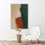 Vert, rouille et beige, art abstrait, reproduction d'art sur toile encadrée-120783692-120783693