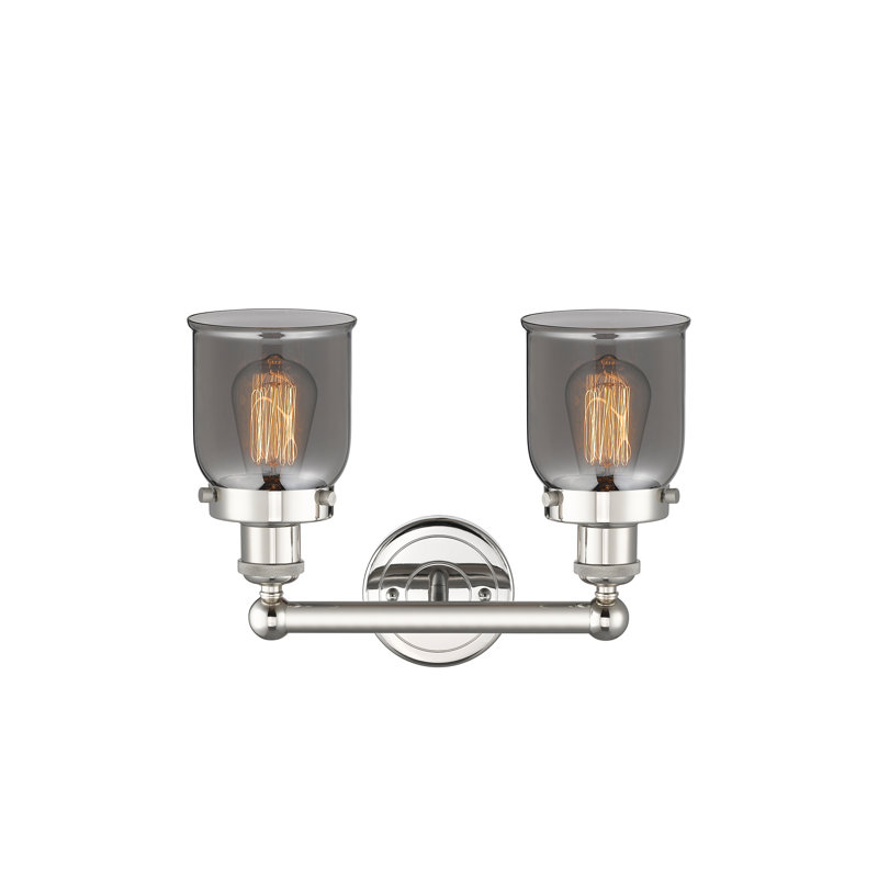 Éclairage pour meuble-lavabo à 2 lumières à intensité variable Corralitos, Plaqué couleur fumée, Nickel poli