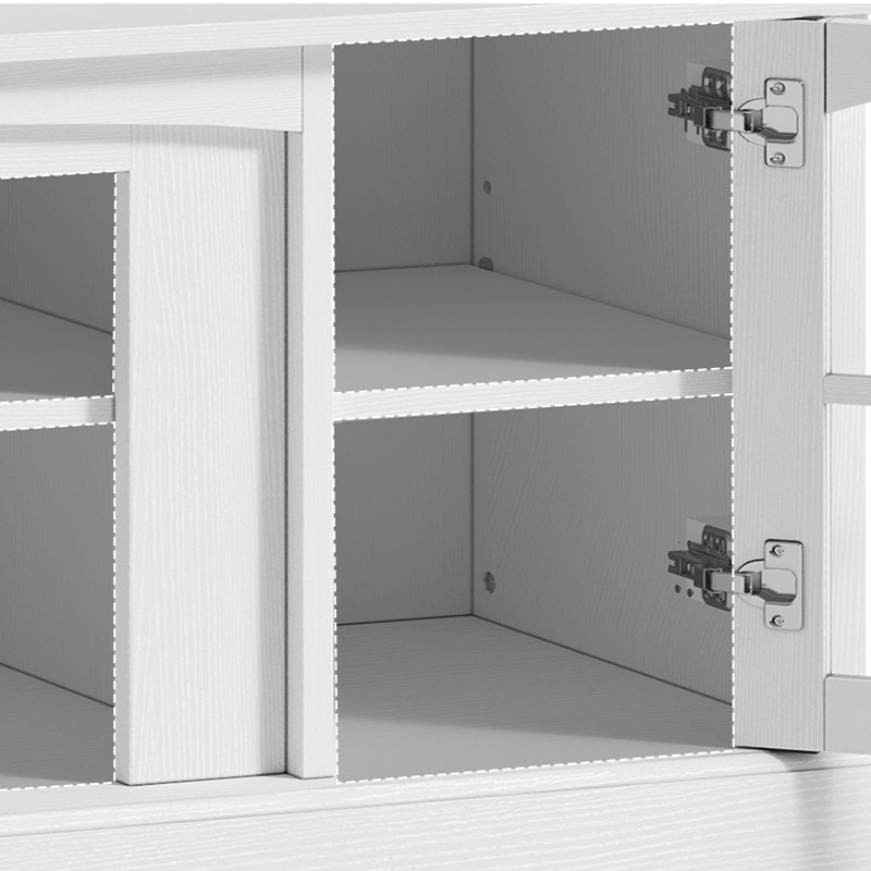 65.7" W Farmhouse LED TV Stand, TV Console Table with USB Port and Outlet, White