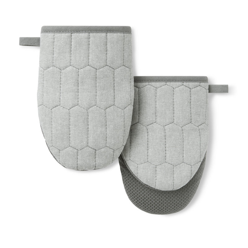 Ensemble de 2 mini-gants matelassés en chambray matelassés MARTHA STEWART - rouge 5,5 po x 8 po, Gris