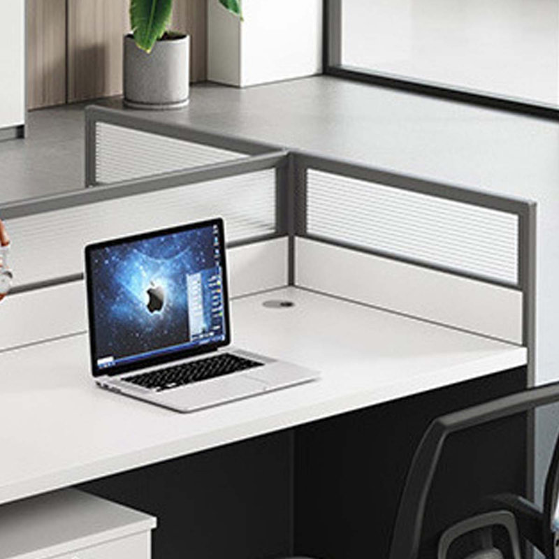 Mickaela Rectangle 2 Person Partition Desk with Cable Management