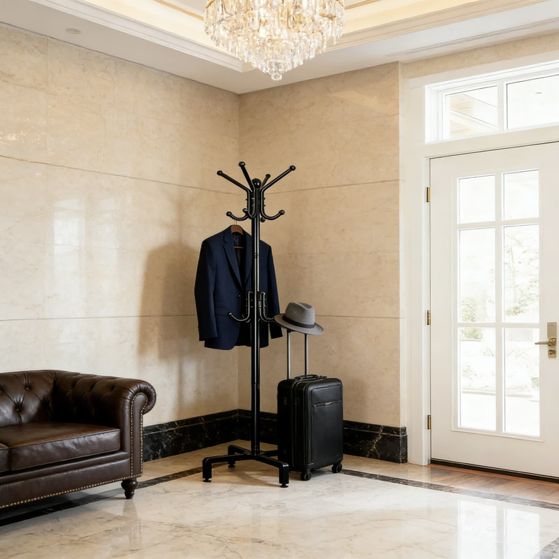 Freestanding Coat Rack With 12 Hooks, Sturdy Metal Hallway Organizer For Hanging Coats, Hats, Bags, And Accessories For Entryway, Bedroom, Or Office