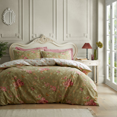 Penelope Floral Reversible Duvet Cover Set Cotton Blend Floral Duvet Cover with Pillowcases Included