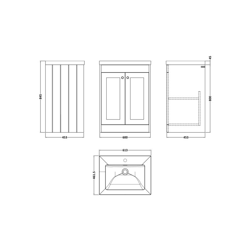 Ashwick Single Bathroom Vanity with Sits On Furniture Basin, Soft Black, 613 cm