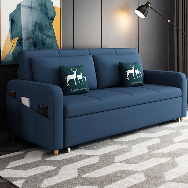 Canapé de salon simple en lin avec rangement rétractable, 55.1" W