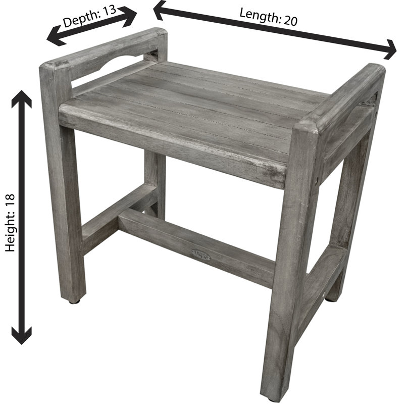 Antique Grey Teak Shower Bench with LiftAide Arms