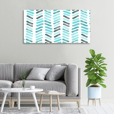 Blue Herringbone - Wrapped Canvas Print