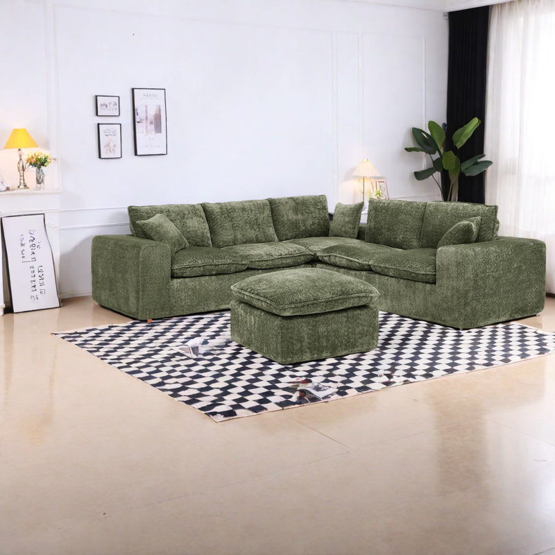 Spacieux canapé modulaire vert Boucle, canapé de bricolage moderne pour le salon