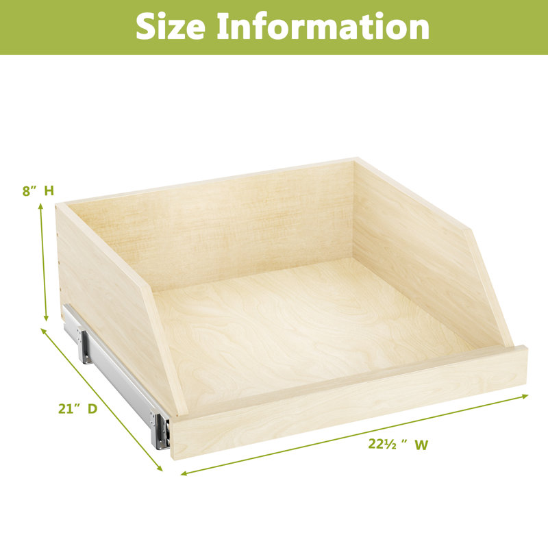 Rashun Pull Out Cabinet Organizer with Extension Rail Slides, Hard Close Pull Out Shelf with U Bracket