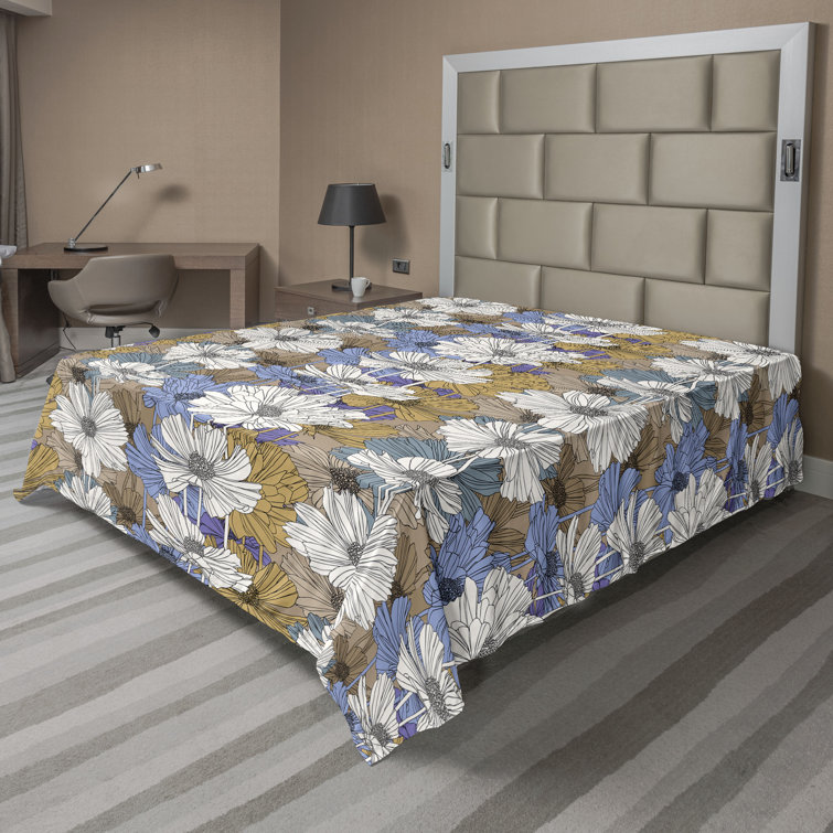 Drap plat à motif floral bohème Ambesonne