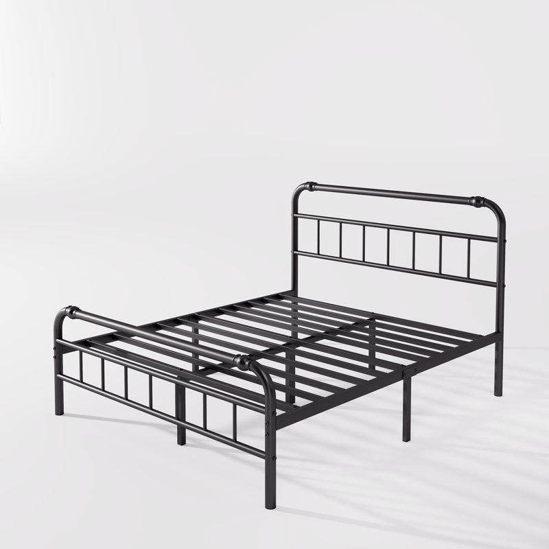 Marple 40 Inch Bed Frame With Headboard And Footboard, No Box Spring Needed Heavy Duty Metal Platform, Premium Steel Slat Mattress Foundation With Storage, Noise Free Iron-Art Bed Frame