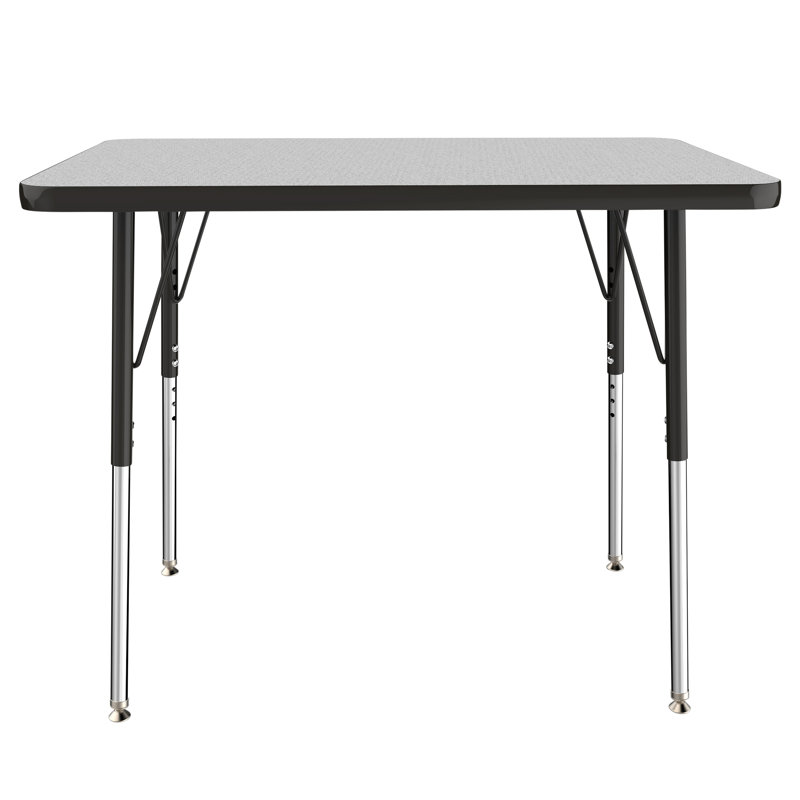 Table d'activité rectangulaire à hauteur réglable en forme de T, Gris / Noir, 24 po x 36 po, Roulement pivotant standard