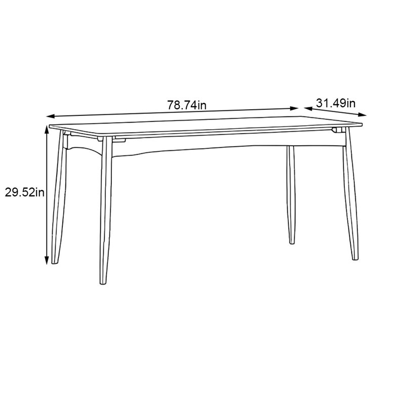 Table de salle à manger en bois de noyer noir, H 29,52 po x L 78,74 po x l 31,49 po