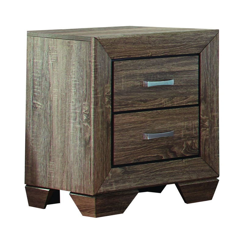Table de chevet 2 tiroirs Zuri, Taupe délavé