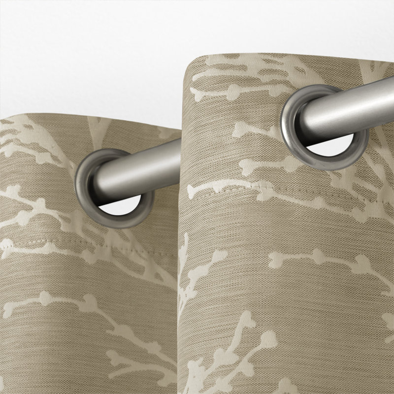 Bellicent Floral Room Darkening Thermal Grommet Curtain Panel Pair, Dove Gray, 52" W x 108" L