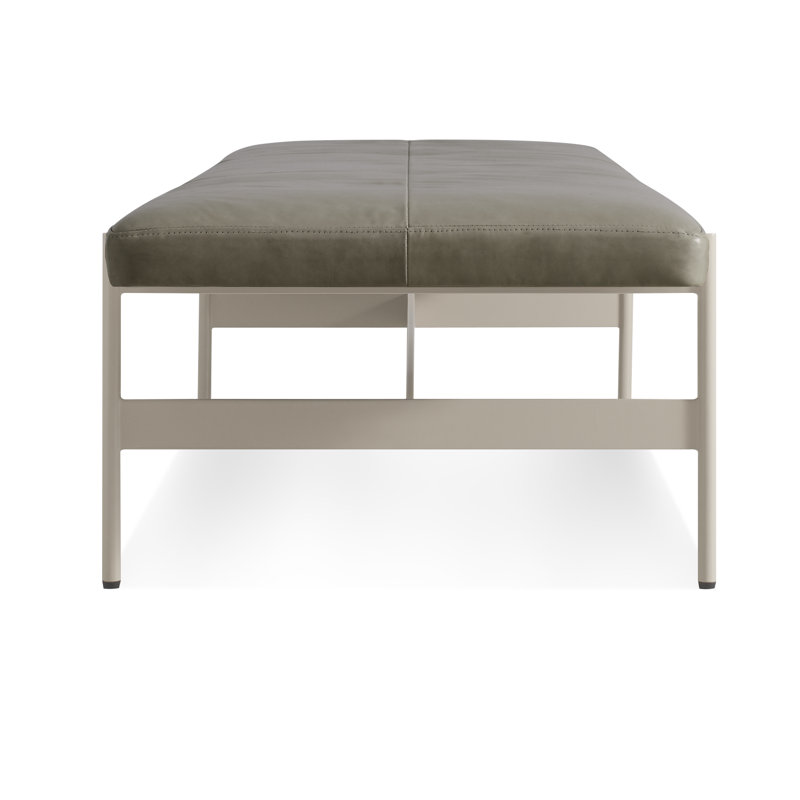 Daybench Leather Dining Bench, Putty, Grey, 14" H x 75" W x 24" D