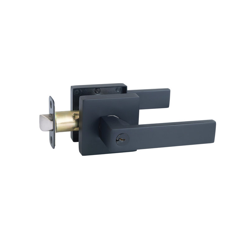 Karsen Door Lever with Karsen Rosette, Matte Black