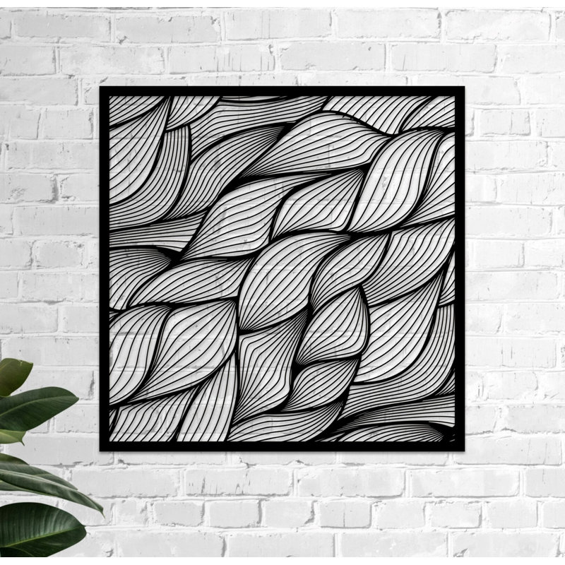 Metal Abstract and Geometric Wall Art Décor, Contemporary Art for Office Décor,  Gifts, 18" H x 18" W x 0.50" D, Matte Black