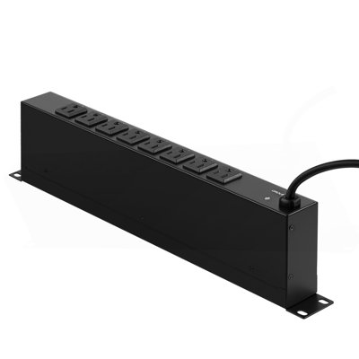 19" 1U PDU 8 Outlets Rack Mount Power Strip Surge Overload Protection